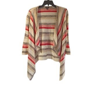 Torrid Striped Open Lightweight Knit Cardigan Sweater Women 00 Beige‎ Red Brown
